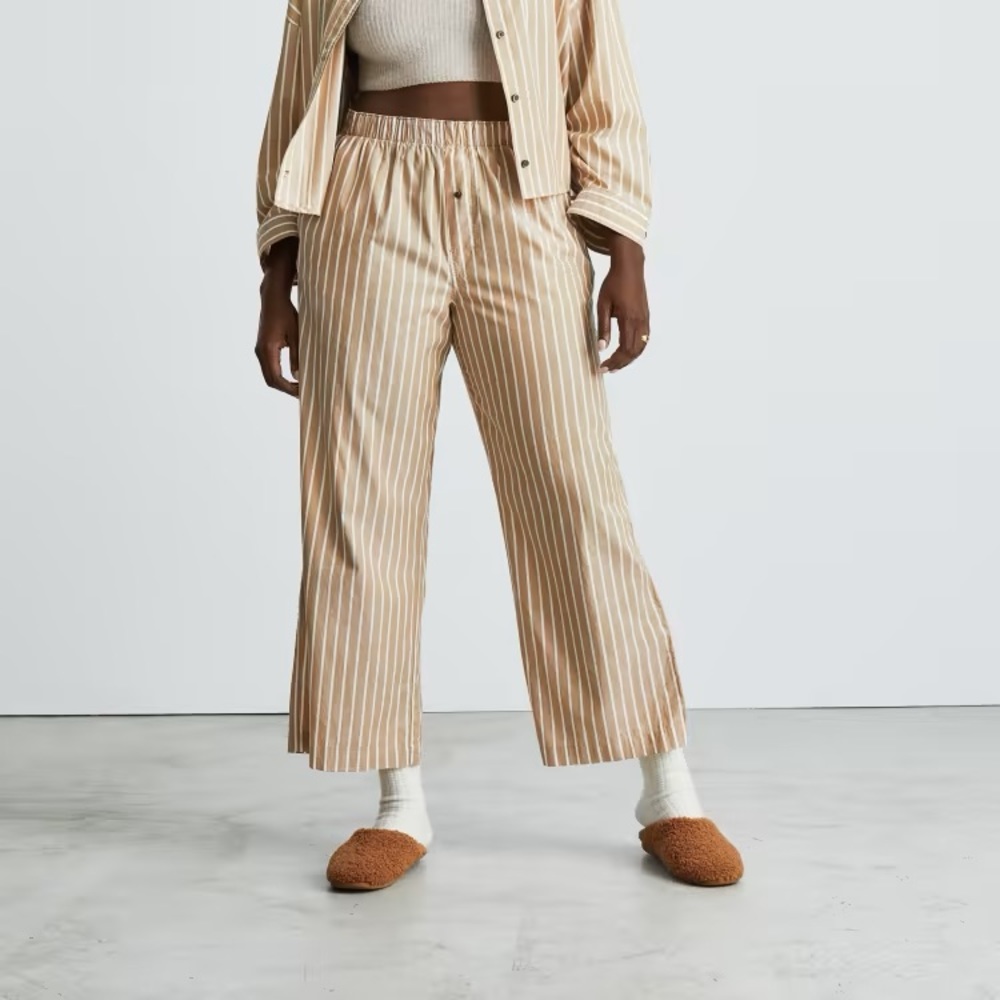 Everlane The Woben P.J. Pant - Cherry Mahogany / White